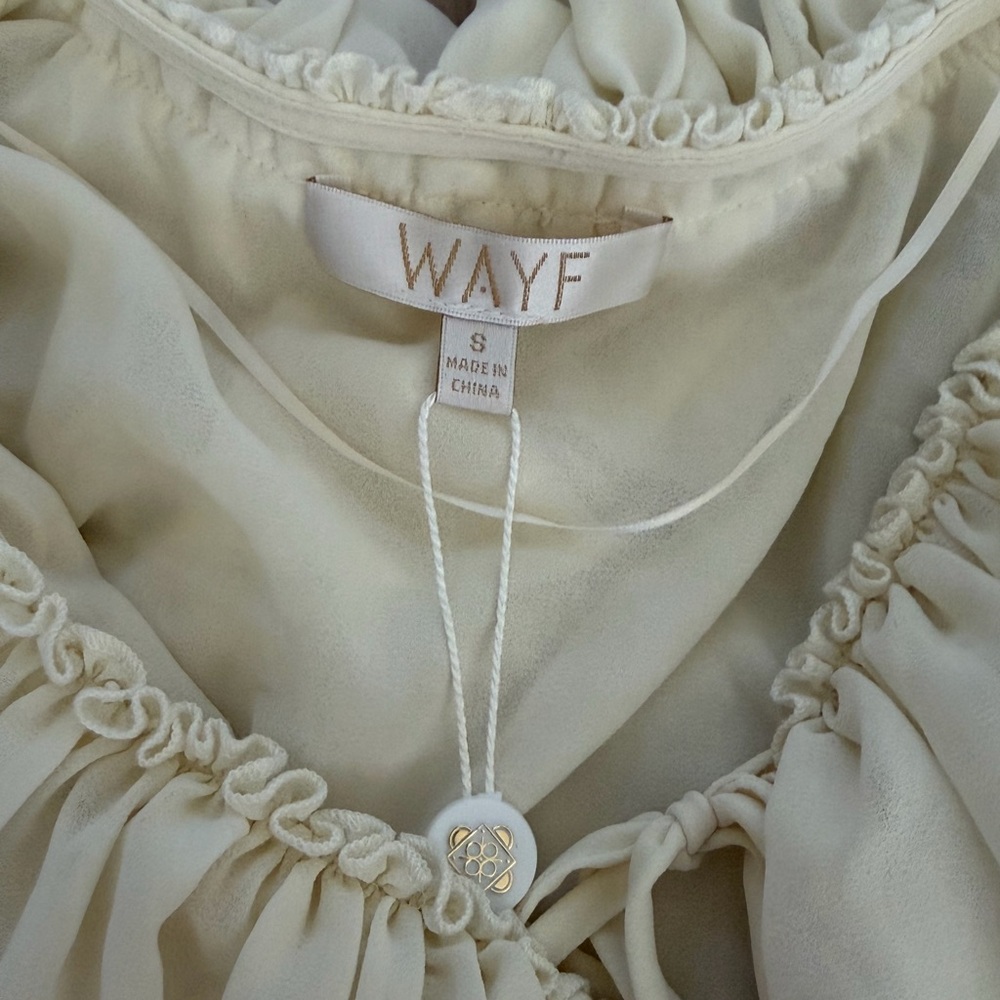Wayf Cream Ruffle Neck Blouse - Picture 2 of 2